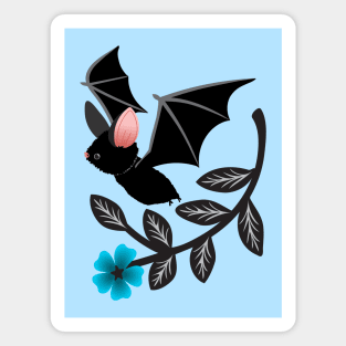 Cute bat with a blue flower Magnet